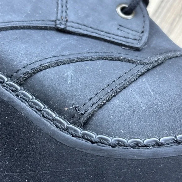 90S Deadstock Leather Platform Oxford Shoes SZ 8 BatWing Chunky Whimsigoth Y2K - Picture 6 of 9